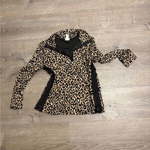 Chicos Leopard Print Jacket with Black Accents
